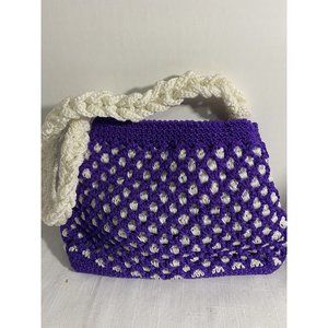 Vintage Cute Mini Hand Crafted Purse Women Girls Purple White Handmade